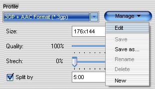 Creating the Profile in 3gp video convertor